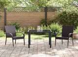 Garden Dining Set 3 pcs Brown Powder-Coated Steel 3379394