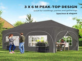 Outsunny 3 x 6m Pop Up Gazebo Shelter Sides, 6 Sandbags, Peak Top Garden Party Tent Marquee T3398P554950
