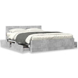 Bed Frame with Headboard without Mattress Concrete Grey 150x200 cm King Size 3295558
