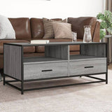 Coffee Table Grey Sonoma 100x50x45 cm Engineered Wood and Metal 848787