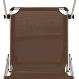 44336 Folding Sun Lounger with Roof Aluminium and Textilene Brown