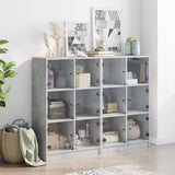 Bookcase with Doors Concrete Grey 136x37x109 cm Engineered Wood 3206513
