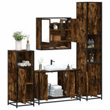 ZNTS 4 Piece Bathroom Furniture Set Smoked Oak Engineered Wood 3301222