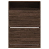 Shoe Cabinet with 2 Flip-Drawers Brown Oak 80x34x116 cm 3214412