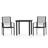 Dining Set Black Powder-coated steel, PVC hollow rattan, glass 3099197