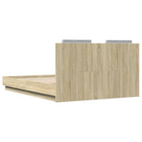 Bed Frame with LED without Mattress Sonoma Oak 140x190 cm 3210040