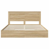 Storage Bed with Drawer Sonoma Oak 200 x 200 cm Engineered Wood 3410220