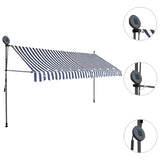 Manual Retractable Awning with LED 350 cm Blue and White 145846