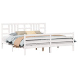 Bed Frame without Mattress White 200x200 cm Solid Wood 3193942