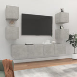 6 Piece TV Cabinet Set Concrete Grey Engineered Wood 3114257
