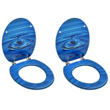 WC Toilet Seats with Lid 2 pcs MDF Blue Water Drop Design 3056406
