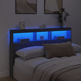 Headboard Cabinet with LED Grey Sonoma 160x17x102 cm 839208