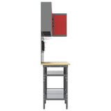 Work Cabinet Set with Shelf with Storage 10 pcs Red and Grey 3321517