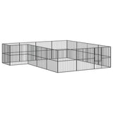 Dog Playpen 16 Panels Black Galvanised Steel 3209559