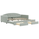 Daybed with Trundle&Drawers without Mattress Light Grey 90x190 cm 3197395
