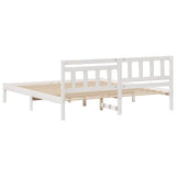 Bed Frame with Headboard White 200 x 200 cm Solid Pine Wood 872219