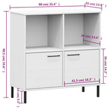 Bookcase with Metal Legs White 90x35x90.5 cm Solid Wood OSLO 351017