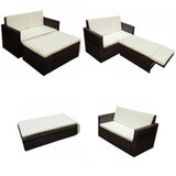 ZNTS 2 Piece Garden Lounge Set with Cushions Poly Rattan Brown 42833