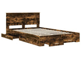 Bed Frame with Drawer Smoked Oak 120 x 200 cm Engineered Wood 3409680