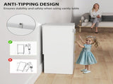 3 in 1 Dressing Table with Flip-top Mirror and Rolling Stool, Modern Vanity Desk with Visible Glass T3398P377841