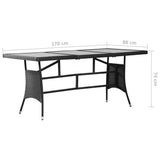 Garden Table Black 170x80x74 cm Poly Rattan 3203730