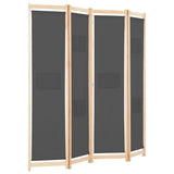4-Panel Room Divider Grey 160x170x4 cm Fabric 248176