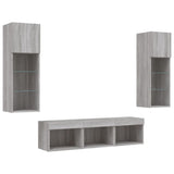 5 Piece TV Wall Units with LED Grey Sonoma Engineered Wood 3216602