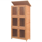 ZNTS Animal Rabbit Cage 6 Rooms Wood 170347