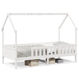 Kids' House Bed Frame without Mattress White 90x190 cm Single Pine 850708