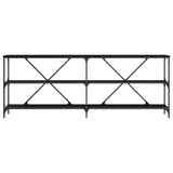 Console Table Black Oak 200 x 30 x 75 cm Engineered Wood 863447