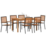 Garden Dining Set 7 pcs Black Solid Acacia Wood 3365538