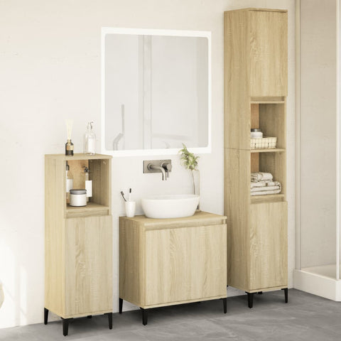 ZNTS 3 Piece Bathroom Furniture Set Sonoma Oak Engineered Wood 3282655