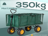 Large 4 Wheel Heavy Duty Garden Cart Truck Trolley Wheelbarrow with Handle and Metal Frame - Green T3398P317533