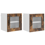 Wall Glass Cabinet PORTO 2 pcs Smoked Oak 40 x 31 x 40 cm 885196