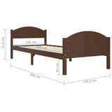 Bed Frame without Mattress Dark Brown Solid Pine Wood 100x200cm 322042