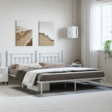 Bed Frame White Powder-Coated Steel 193 x 203 cm Bed Frame 353592