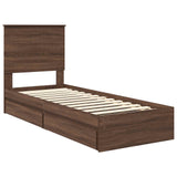 Storage Bed with Drawer Brown Oak 75 x 190 cm Engineered Wood 3411263