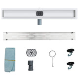 Shower Drain Line Design with 360&deg Siphon Silver 70 cm 42015981