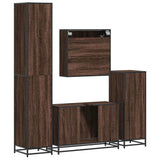 4 Piece Bathroom Furniture Set Brown Oak Engineered Wood 3301194