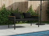 Outdoor Bench with Cushion Black 117 x 54 x 74.5 cm Poly Rattan 42025237