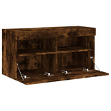 TV Wall Cabinet with LED Lights Smoked Oak 80x30x40 cm 837205