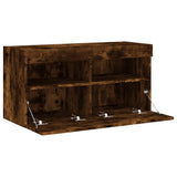 TV Wall Cabinet with LED Lights Smoked Oak 80x30x40 cm 837205