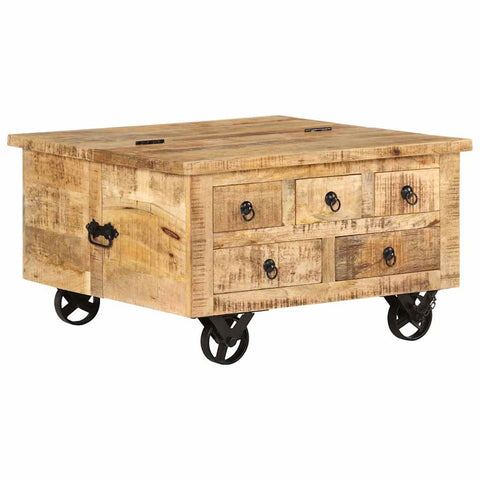 Coffee Table Rough Mango Wood 70x70x40 cm 243979