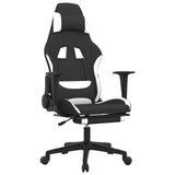 ZNTS Swivel Gaming Chair with Footrest Black and White Fabric 345707