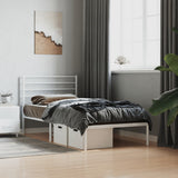 Metal Bed Frame without Mattress with Headboard White 80x200cm 352359