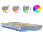 ZNTS Bed Frame with LED Lights without Mattress Grey Sonoma 90x200cm 3281124