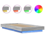 ZNTS Bed Frame with LED Lights without Mattress Grey Sonoma 90x200cm 3281124