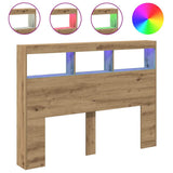 Headboard Cabinet with LED Artisan Oak 140x17x102 cm 863129