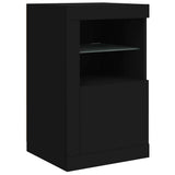 Side Cabinet with LED Lights Black Engineered Wood 836632