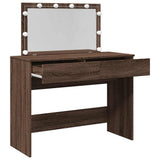 Dressing Table with LED Brown Oak 100x40x120 cm 848212